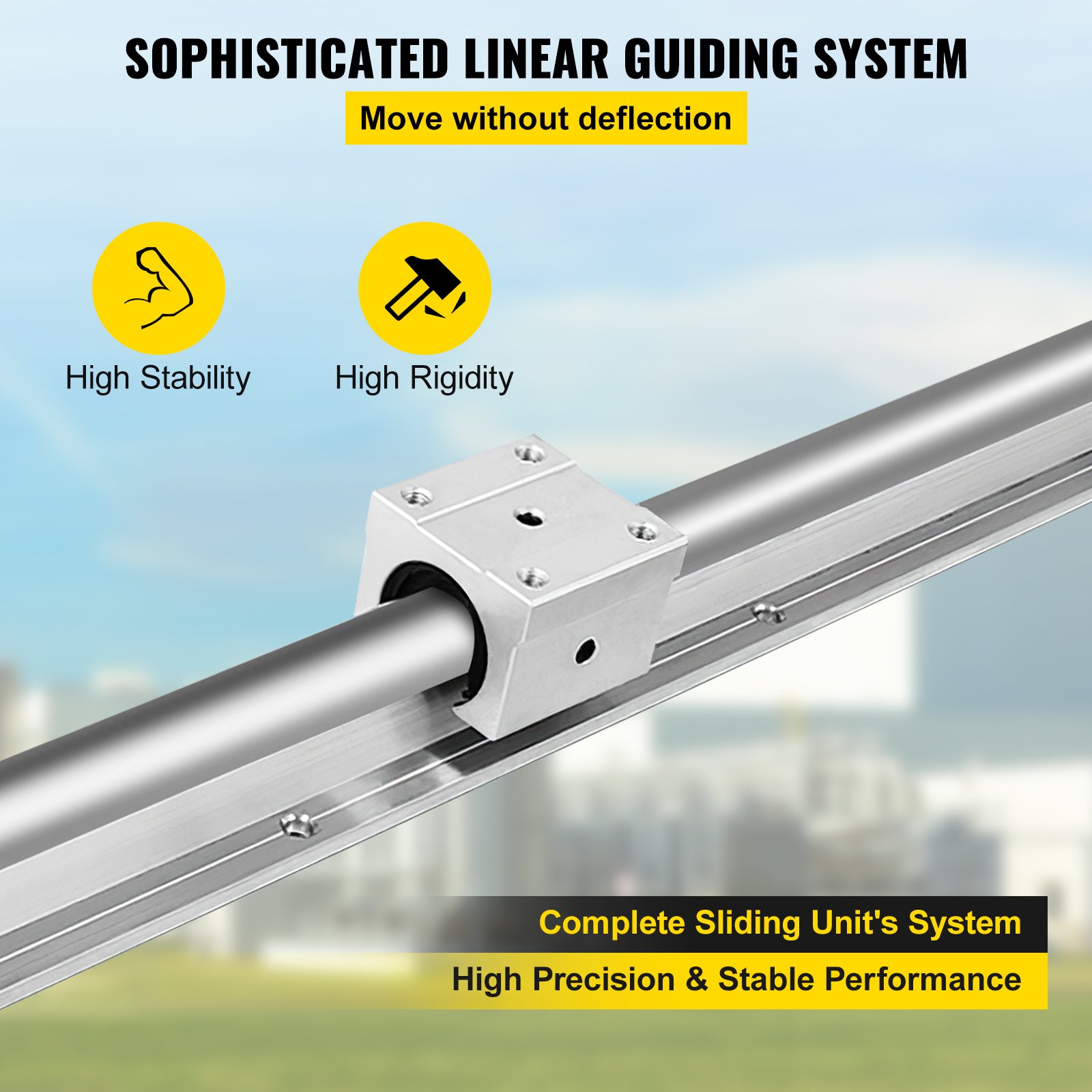 VEVOR Linear Rail SBR 20-2200mm 2xLinear Guideway Rail and 4X Square Type Carriage Bearing Blocks for Automated Machines and Equipments