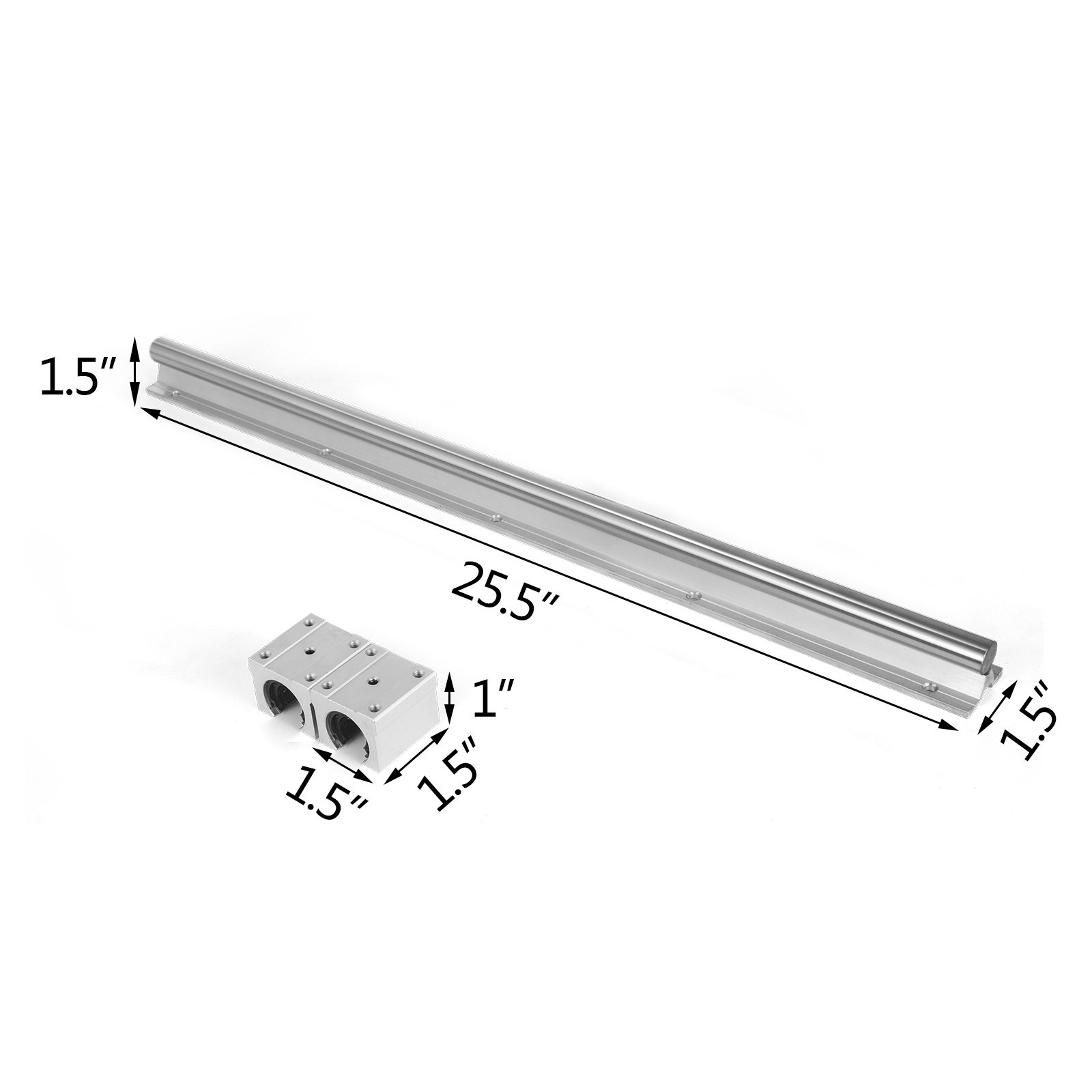 VEVOR Linear Rail Guide 2X SBR20-650mm Linear Slide Rail + 4 SBR20UU Block for Automated Machines and Equipments