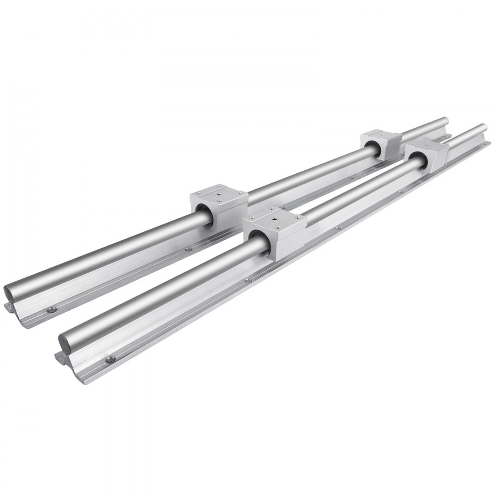 two parallel VEVOR linear rail guideways with silver mounting blocks.