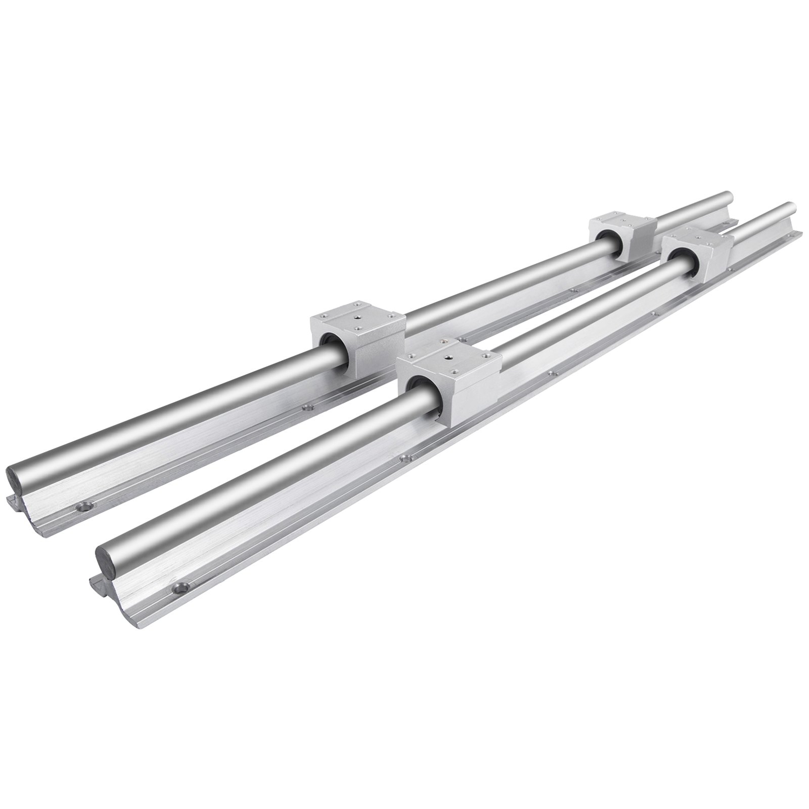 two parallel VEVOR linear rail guideways with silver mounting blocks.
