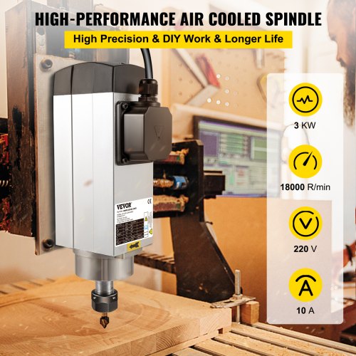 VEVOR 3.0KW 220V Air Cooled Spindle Motor CNC Air Cooling Spindle Motor for CNC Engraving Milling Machine