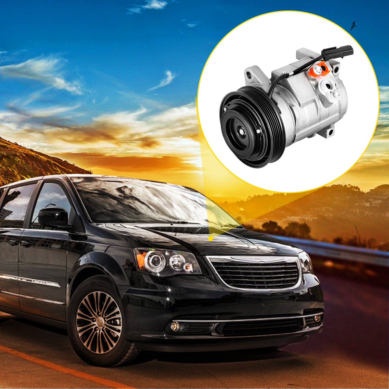 A/C Compressor For 2001-2007 Chrysler Town & Country Dodge 
Caravan 3.3L 3.8L