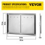 VEVOR 77.5x53.3cm Outdoor Kitchen Door BBQ Access Double Door Stainless Steel