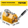 VEVOR Lifting Magnet with Release,660 Lbs Pulling Force - Steel Magnetic Lifter,Neodymium - Permanent Lift Magnets,Heavy Duty - for Hoist, Shop Crane, Block, Board