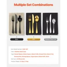 VEVOR 45-Piece Silverware Set Stainless Steel Cutlery Flatware Utensils for 8