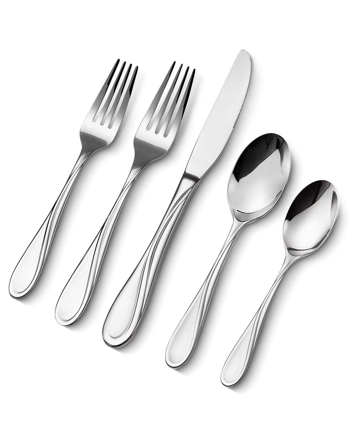 VEVOR 45-Piece Silverware Set, Food-Grade Stainless Steel Flatware Utensils, Mirror Finished Cutlery Set, Dishwasher Safe Eating Tableware for Kitchen Home, Service for 8, Include Knife Fork Spoon