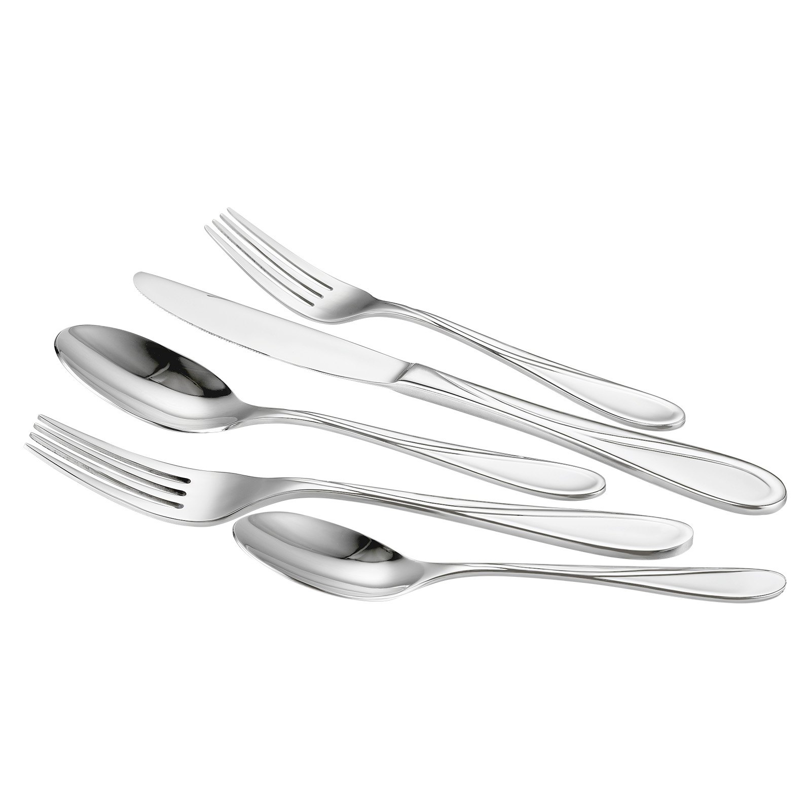 VEVOR 45-Piece Silverware Set, Food-Grade Stainless Steel Flatware Utensils, Mirror Finished Cutlery Set, Dishwasher Safe Eating Tableware for Kitchen Home, Service for 8, Include Knife Fork Spoon
