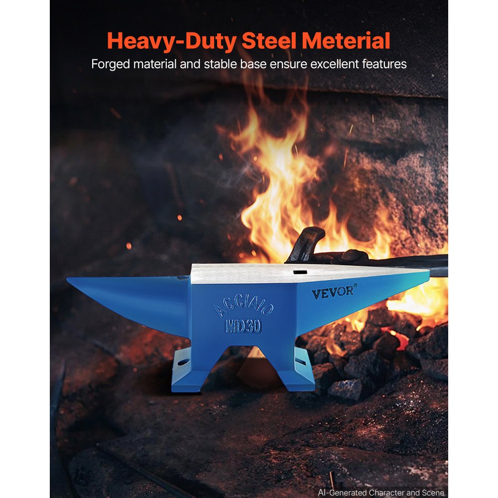 VEVOR Pro Horn Anvil , 30KG/66.1LBS Weight Steel Anvil Blacksmith Blacksmith Anvil, Portable Rugged Cast Iron Anvil Blacksmith Anvil Stable Workbench Blacksmith Forge Anvil Tool