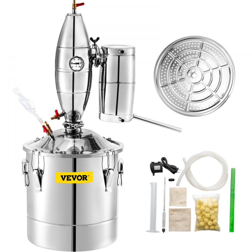 VEVOR 4L Water Distiller 1.5L/H Distilled Water Maker Timing Dual-Temp Silver