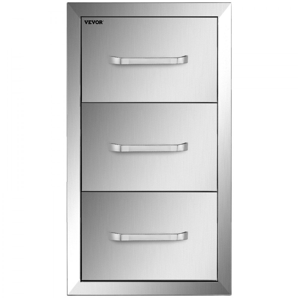 VEVOR Flush triple access drawer raised style height triple drawer, 76 x 43 cm,stainless steel