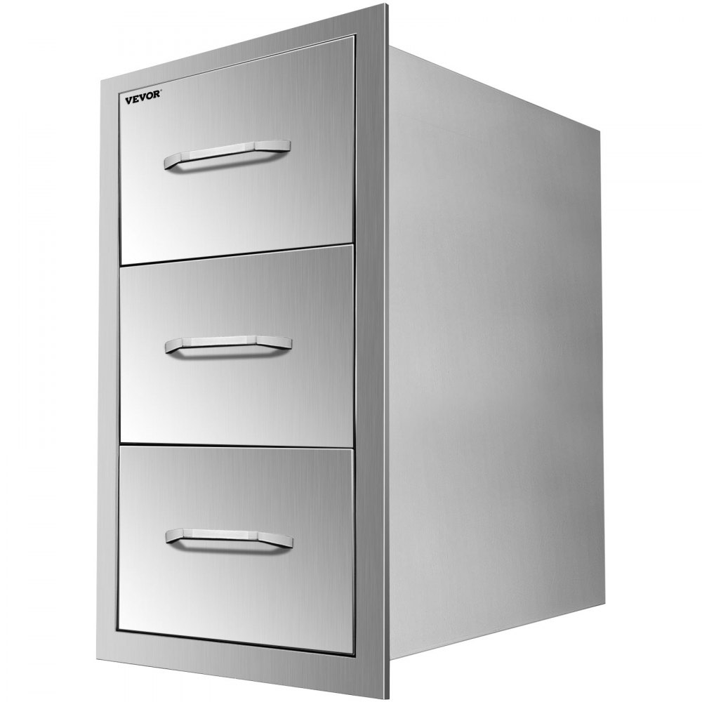 VEVOR Flush triple access drawer raised style height triple drawer, 76 x 43 cm,stainless steel