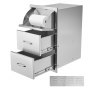 Flush triple access drawer raised style height triple drawer, 76 x 43 cm,stainless steel