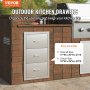VEVOR 17W x 30H x 21D Inch Outdoor Kitchen Stainless Steel Double Access Drawers with Paper Towel Holder Combo for BBQ Island or Grill Station