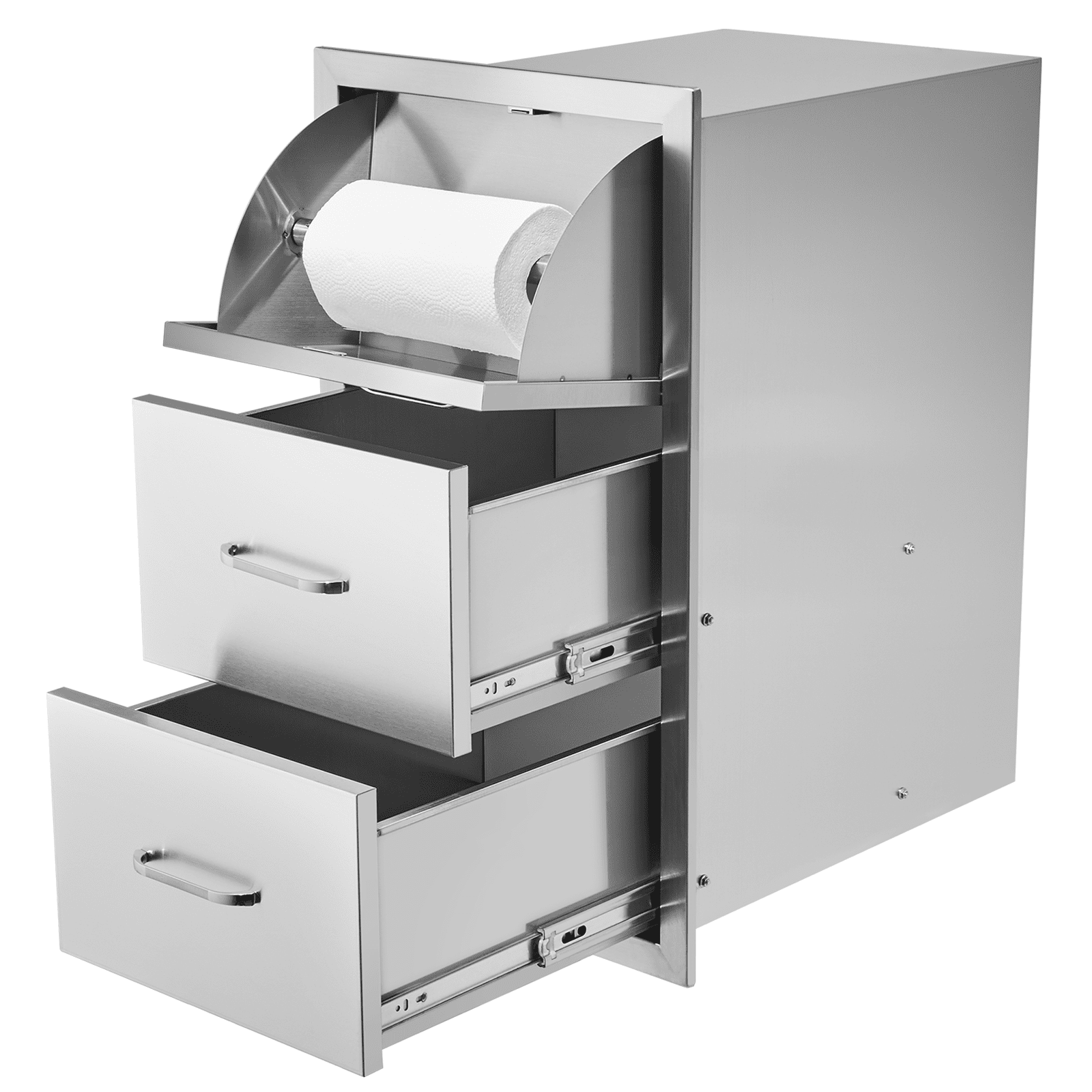 VEVOR Flush triple access drawer raised style height triple drawer, 76 x 43 cm,stainless steel