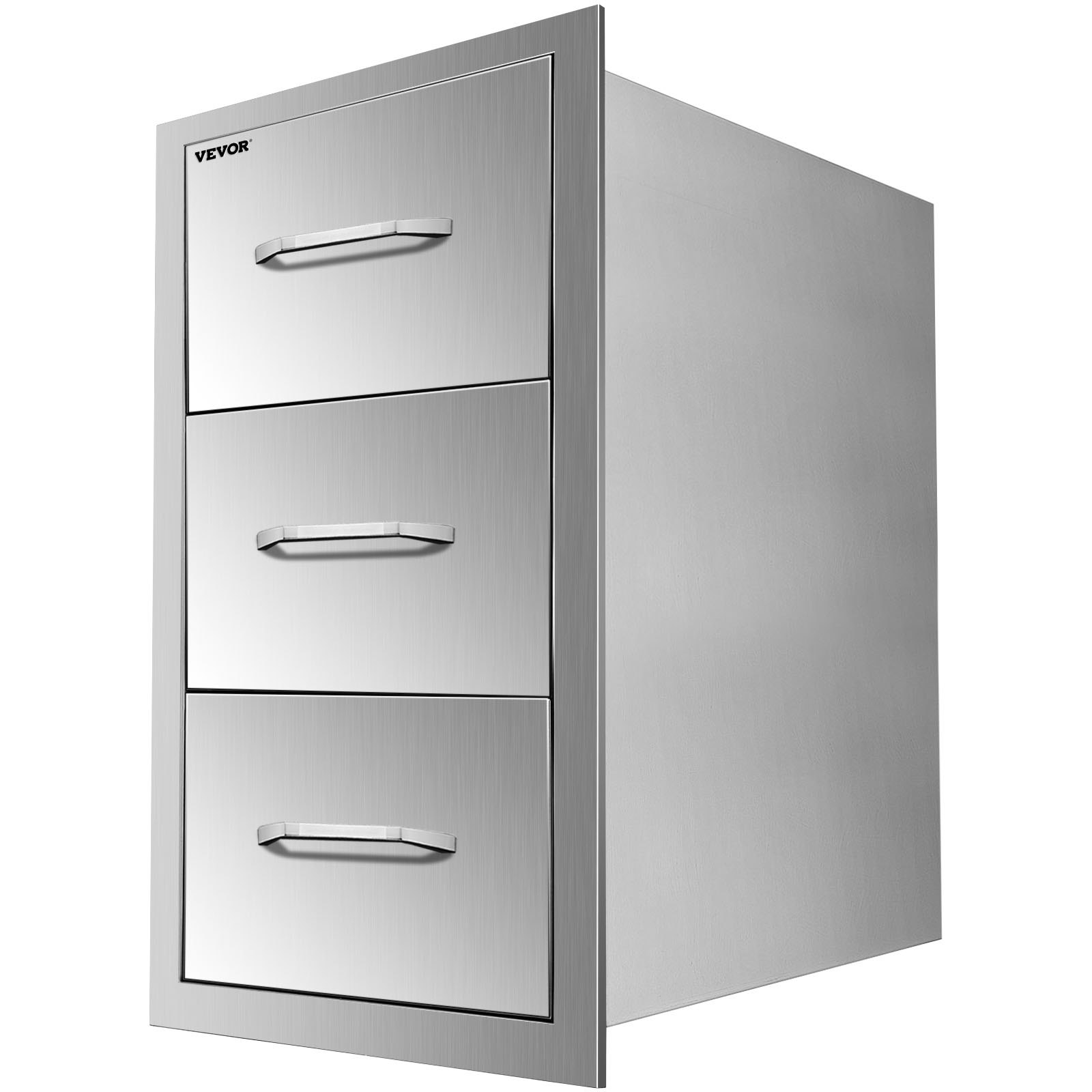 VEVOR Flush triple access drawer raised style height triple drawer, 76 x 43 cm,stainless steel