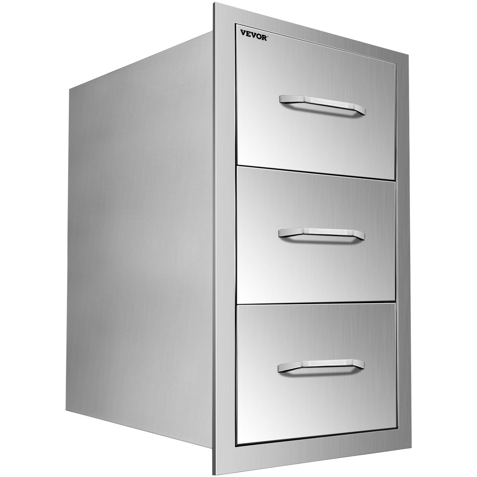 VEVOR Flush triple access drawer raised style height triple drawer, 76 x 43 cm,stainless steel