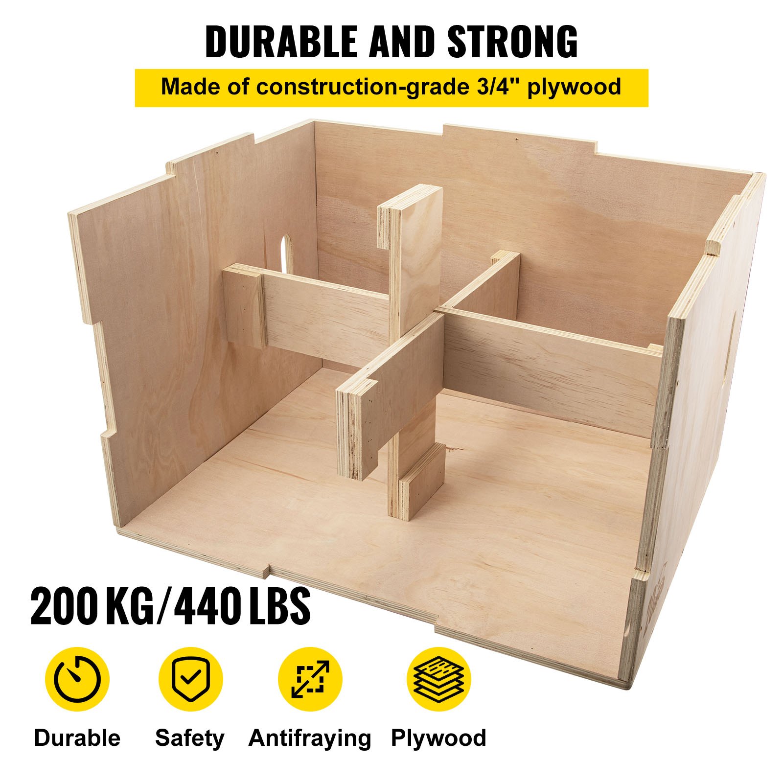 VEVOR 24x16x20 30x20x24” Wood Plyo Box 441LB Capacity Exercise Box Plyometric Jump Box with Internal Cross Bracing Plyo Box for Crossfit Training (30 inch)
