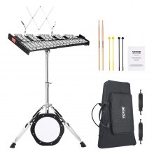 VEVOR 30 Note Glockenspiel Xylophone Bell Kit, Professional Percussion Instrument Set with Mallets, Drum Sticks, Music Stand,  8" Practice Pad, Adjustable Stand and Carrying Bag for Students & Adults