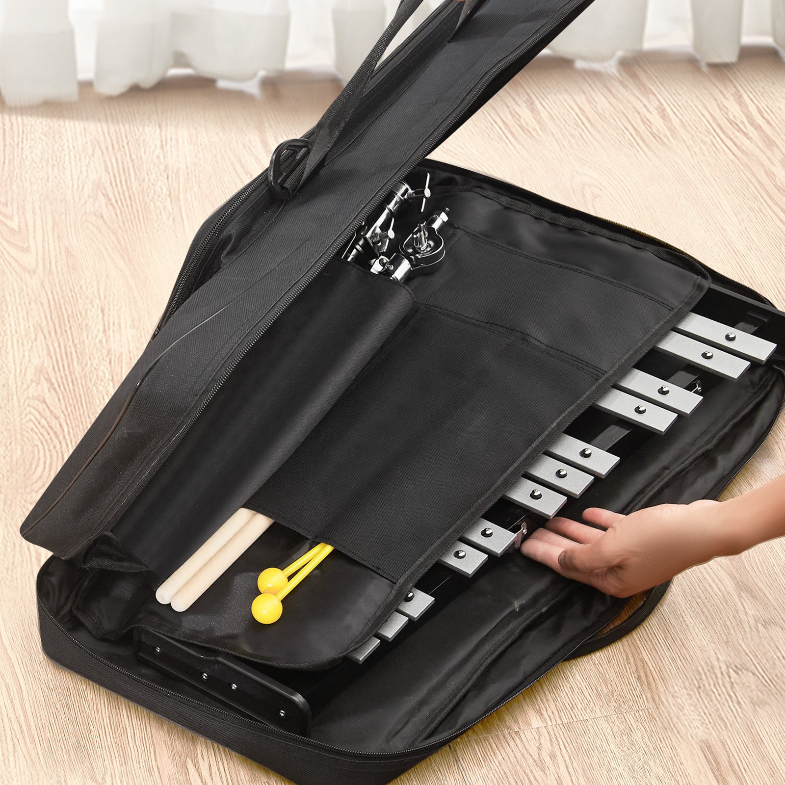 VEVOR 30 Note Glockenspiel Xylophone Bell Kit with Mallets, Stand & Practice Pad