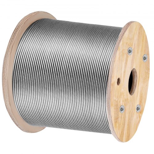 VEVOR 316 Stainless Steel Cable 1/8" 1x19 Steel Cable Wire Rope 150M/500FT Cable Railing Transport Wire Rope Cable for Railing Decking DIY Balustrade(150M)