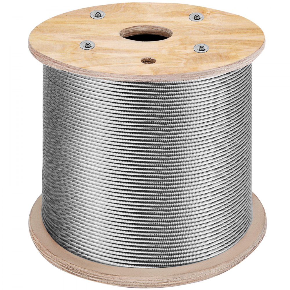 VEVOR Stainless Steel Cable Railing 1/8x 500ft, Wire Rope 316 Marine Grade,  Braided Aircraft Cable 1x19 Strands Construction for  Deck,Rail,Balusters,Stair,Handrail,Porch,Fence