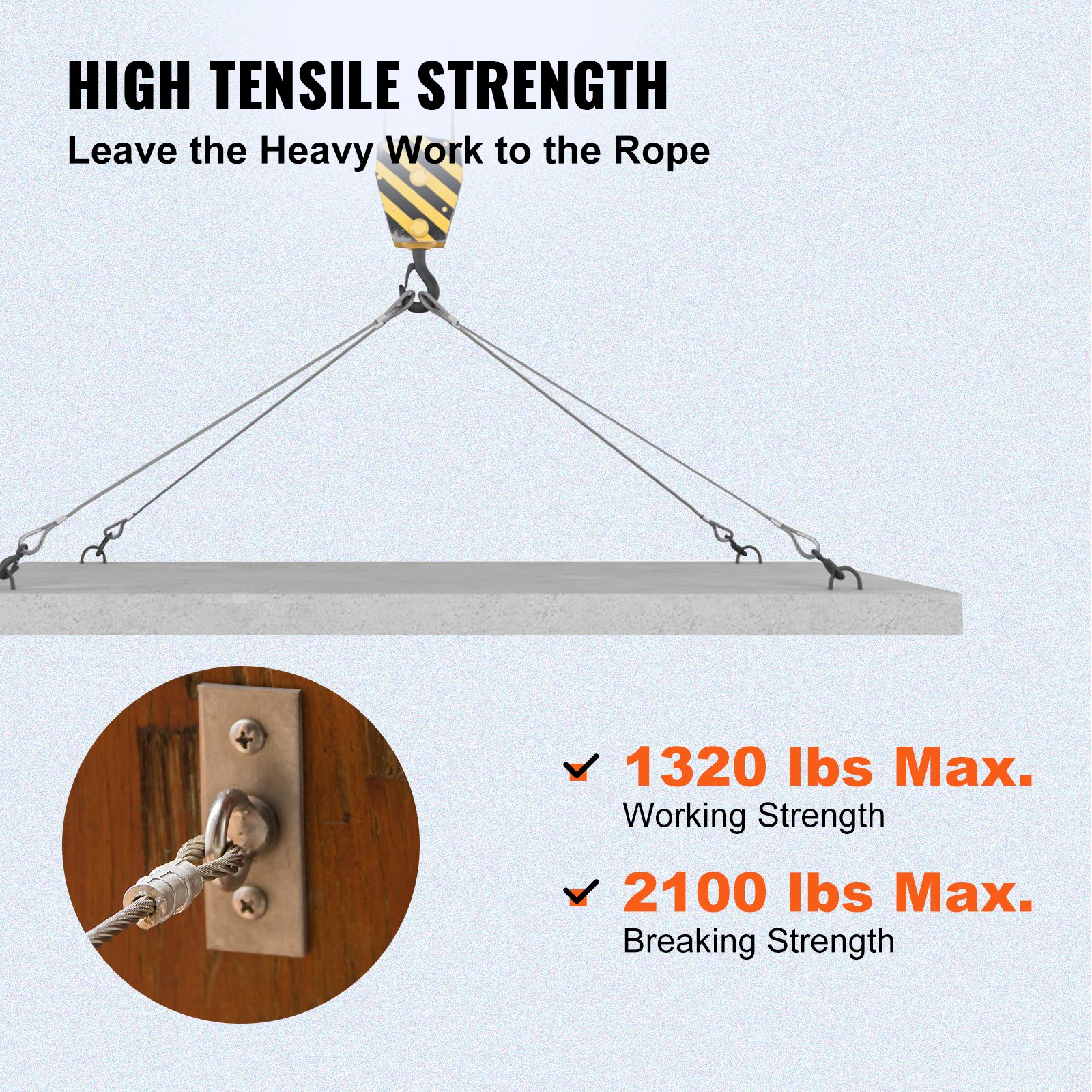 VEVOR 316 Stainless Steel Cable 1/8" 1x19 Steel Cable Wire Rope 150M/500FT Cable Railing Transport Wire Rope Cable for Railing Decking DIY Balustrade(150M)