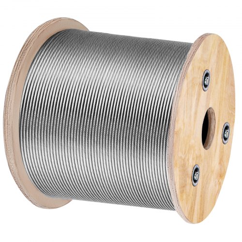 VEVOR T316 Stainless Steel Cable 1/8" 7x7 Steel Wire Rope Cable 500FT Cable Railing Transport Wire Rope Cable for Railing Decking DIY Balustrade