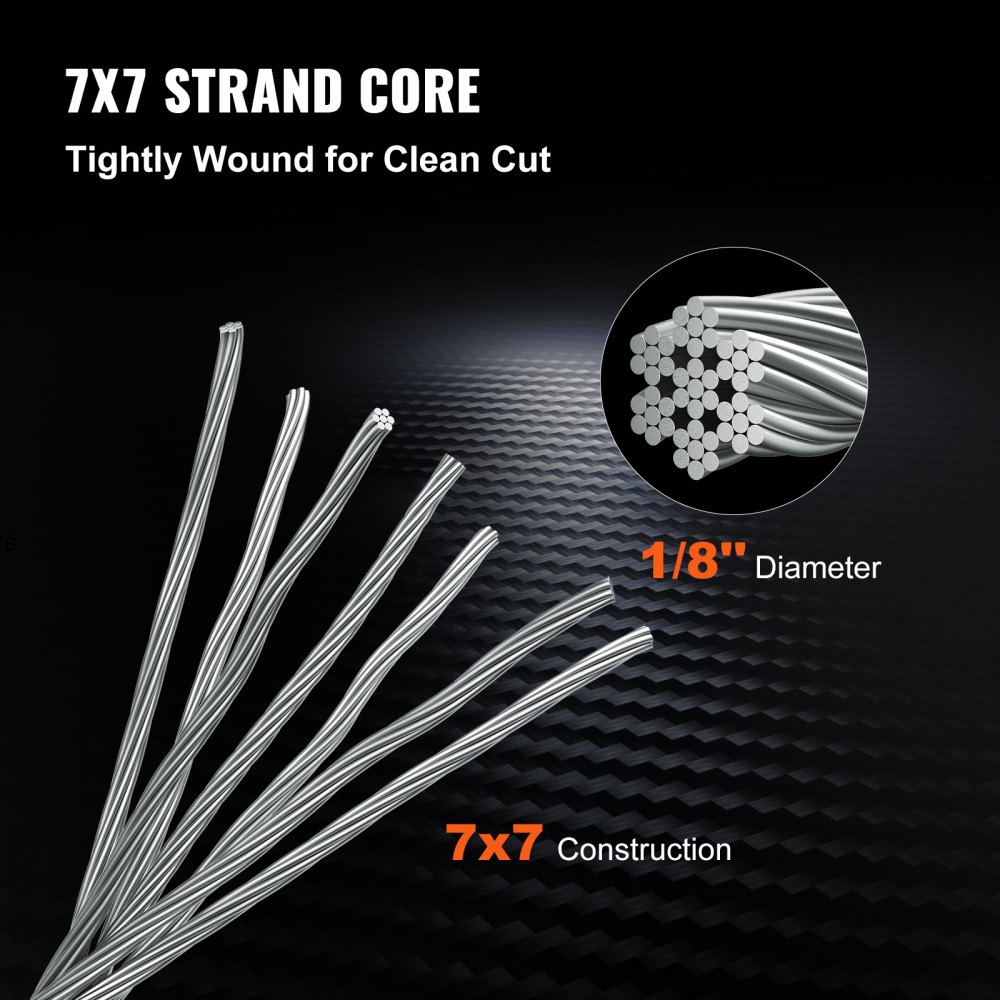 VEVOR T316 Stainless Steel Cable 3.2 mm Diameter 7x7 Steel Wire Rope Cable 152 M Cable Railing Transport Wire Rope Cable for Railing Decking DIY Balustrade
