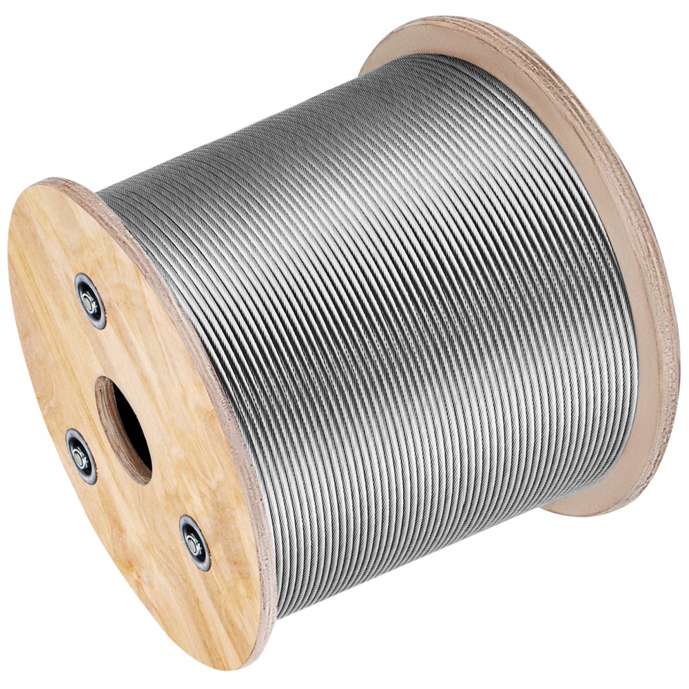 VEVOR T316 Stainless Steel Cable 1/8" 7x7 Steel Wire Rope Cable 500FT Cable Railing Transport Wire Rope Cable for Railing Decking DIY Balustrade