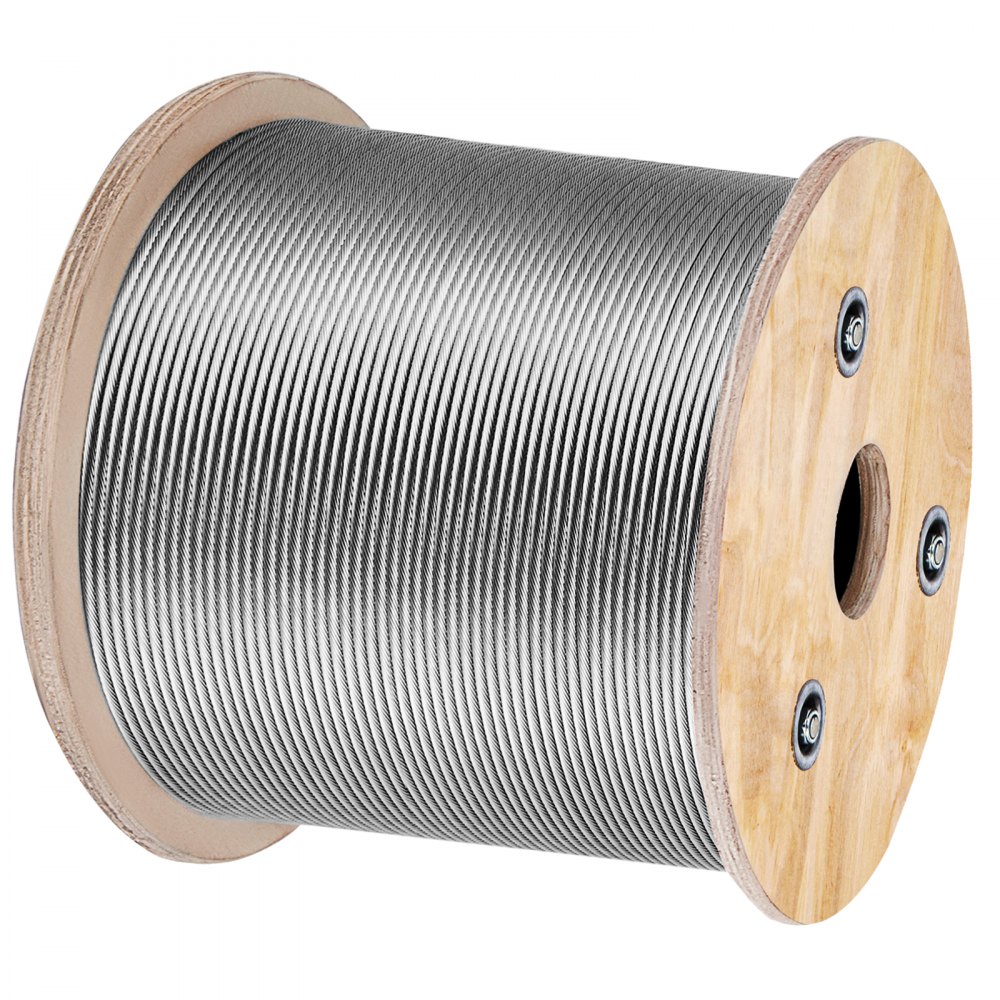 VEVOR T316 Stainless Steel Cable 1/8" 7x7 Steel Wire Rope Cable 500FT Cable Railing Transport Wire Rope Cable for Railing Decking DIY Balustrade