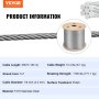 VEVOR T316 Stainless Steel Cable 3.2 mm 7x7 Steel Wire Rope Cable 15240 cm Cable Railing Transport Wire Rope Cable for Railing Decking DIY Balustrade
