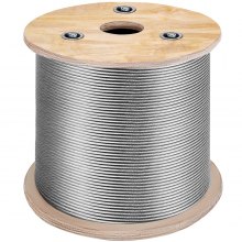 VEVOR T316 rozsdamentes acél kábel 1/8" 7x7 acél drótkötél kábel 500FT kábelkorlát szállító drótkötél kábel korlát burkolathoz barkács korlát