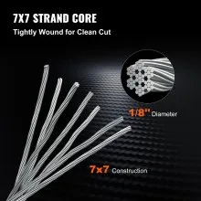 VEVOR 1/8 Stainless Steel Cable Railing 500ft, Wire Rope 316 Marine Grade, Braided Aircraft Cable 7x7 Strands Construction for Deck Rail Balusters Stair Handrail Porch Fence