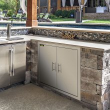 78x78cm Bbq Access Island Double Door Outdoor Kitchen Stainless Steel Cabinet