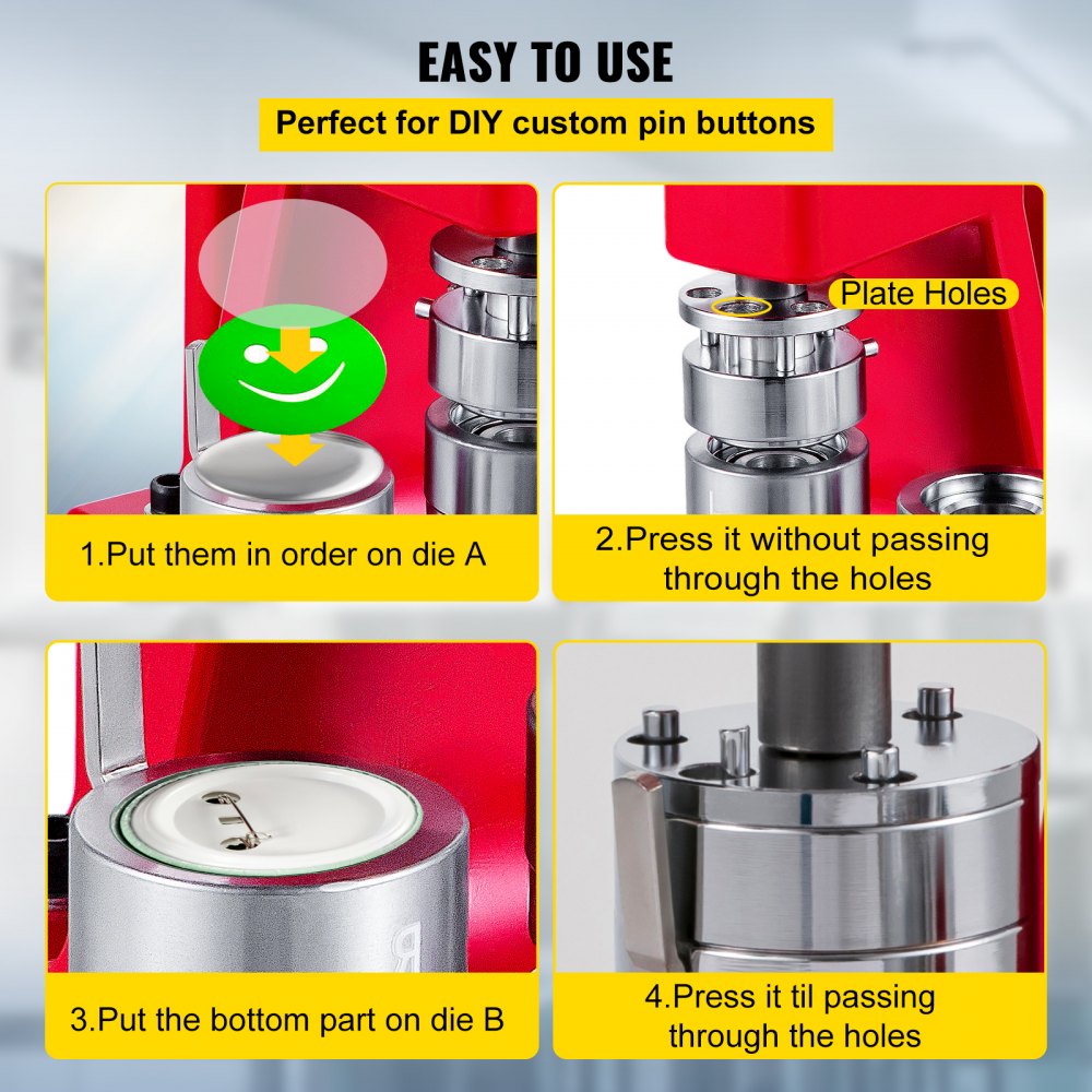VEVOR 32mm Button Maker 1.25 Button and Badge Maker Machine Button Maker Press Punch Press Circle Cutter with 1000 Buttons(1000pcs)
