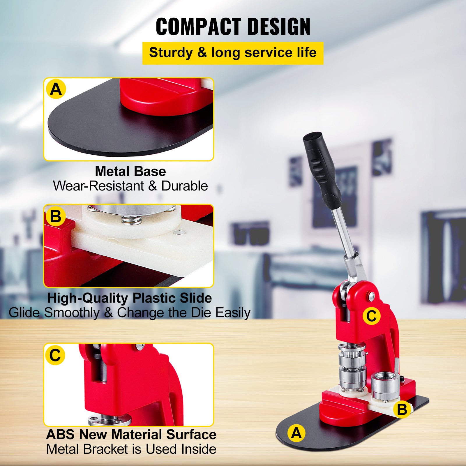 VEVOR 32mm Button Maker 1.25 Button and Badge Maker Machine Button Maker Press Punch Press Circle Cutter with 1000 Buttons(1000pcs)