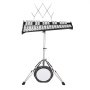 VEVOR glockenspiel kit with adjustable stand and drum pad, featuring metal keys and a music holder.