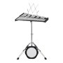 VEVOR glockenspiel kit with stand, music holder, and practice pad on tripod base.