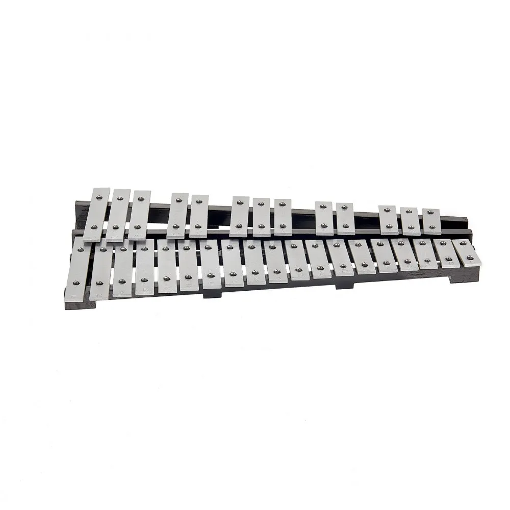 VEVOR glockenspiel xylophone with 30 silver metal keys on a black frame.