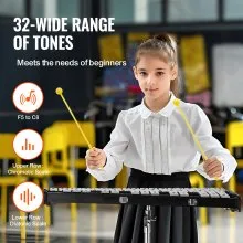 VEVOR 32 Note Glockenspiel Xylophone Bell Kit with Mallets, Drum Sticks & Stand