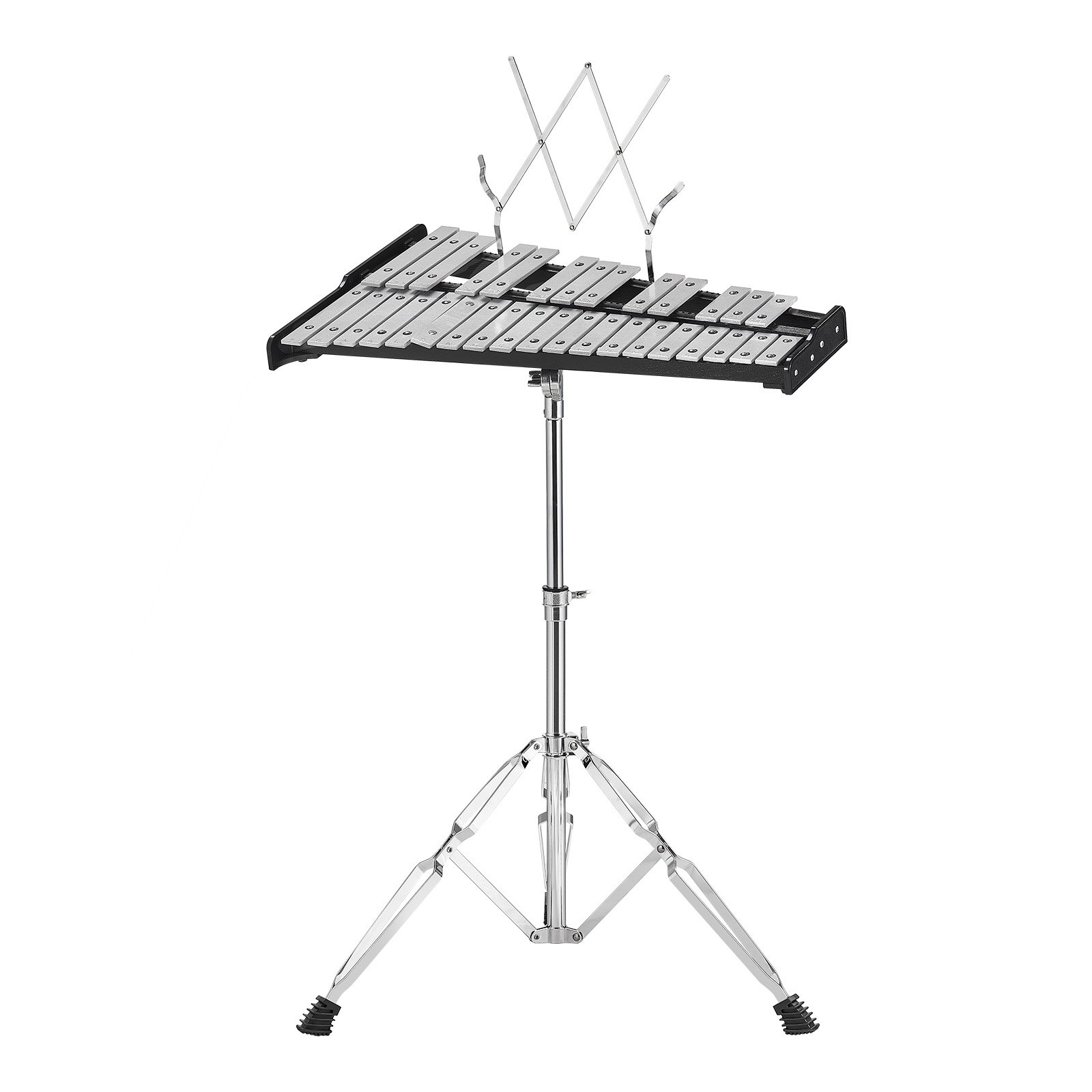 VEVOR glockenspiel kit on adjustable metal stand with foldable music holder.