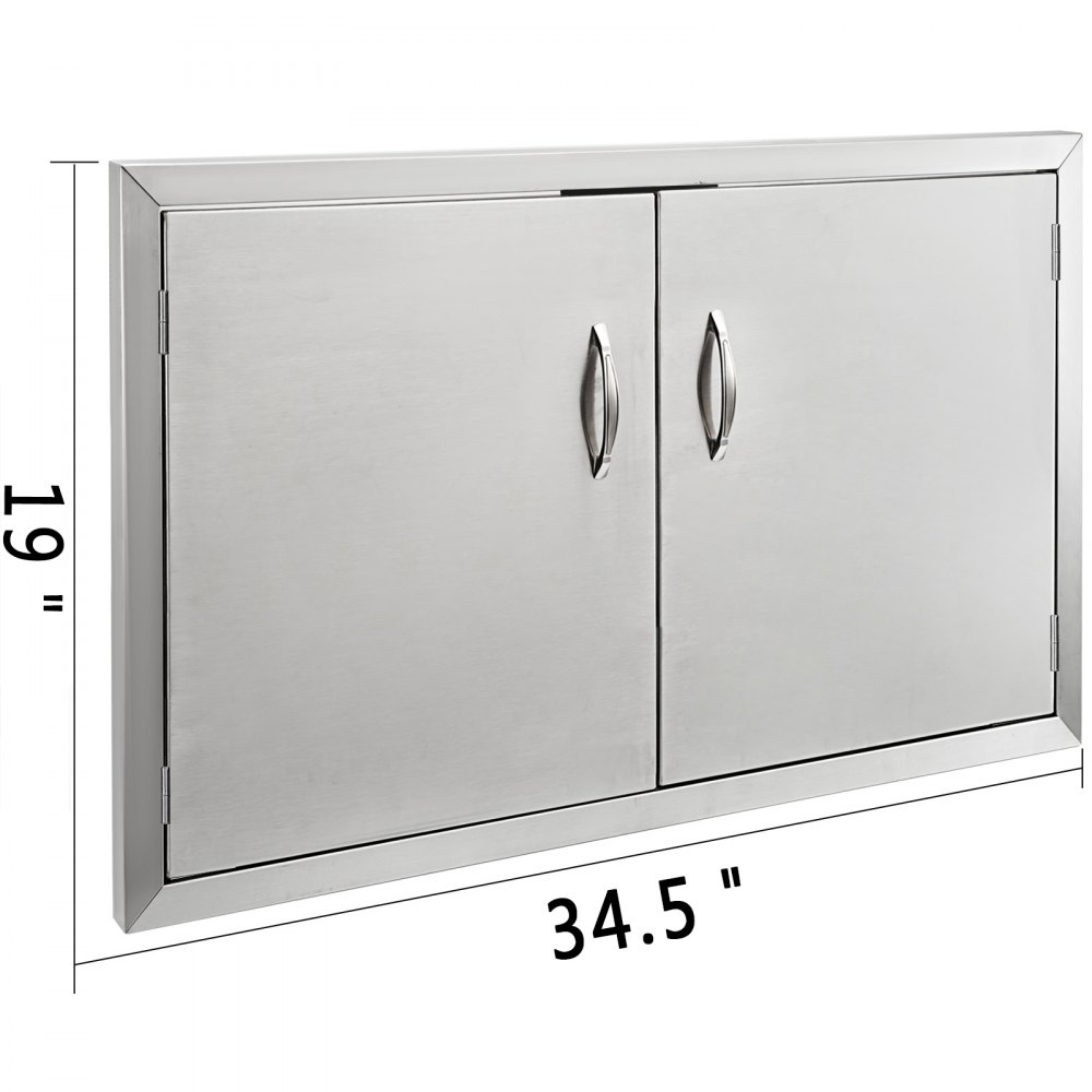 VEVOR Outdoor Kitchen Access 34.5" x 19" Wall Construction Stainless Steel Flush Mount for BBQ Island, 34.5inch x 19inch, Double Door