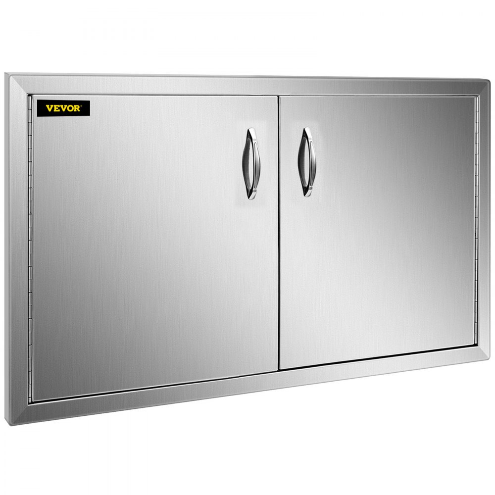 VEVOR Outdoor Kitchen Access 34.5" x 19" Wall Construction Stainless Steel Flush Mount for BBQ Island, 34.5inch x 19inch, Double Door