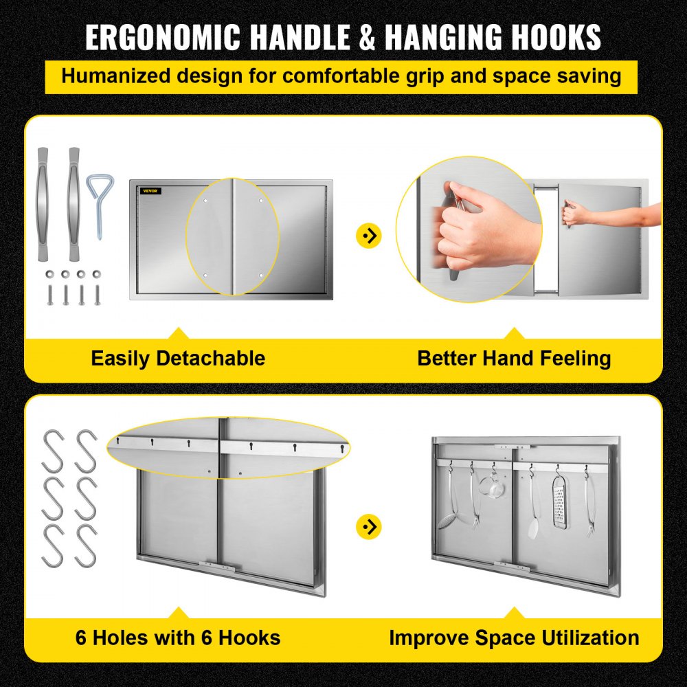 Outdoor Kitchen Doors BBQ Kitchen Doors 34.5x19 Inch Stainless Steel
