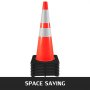 VEVOR traffic cones in a stack, showcasing space-saving design with reflective stripes.