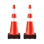 VEVOR 6Pack 36\" Traffic Cones, Safety Road Parking Cone with Black Weighted Base, PVC Orange Traffic Safety Cones, Hazard Cones Reflective Collars for Construction Traffic Parking