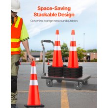 VEVOR 6Pack 36\" Traffic Cones, Safety Road Parking Cone with Black Weighted Base, PVC Orange Traffic Safety Cones, Hazard Cones Reflective Collars for Construction Traffic Parking