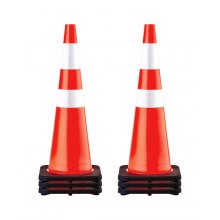 VEVOR 6Pack 36\" Traffic Cones, Safety Road Parking Cone with Black Weighted Base, PVC Orange Traffic Safety Cones, Hazard Cones Reflective Collars for Construction Traffic Parking