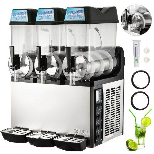 VEVOR Commercial Slushy Machine 600W 12Lx3 Tank Margarita Frozen Drink Maker for Commercial and Home Use