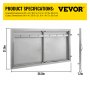 VEVOR BBQ Access Door 36W x 21H Inch, Double BBQ Door Stainless Steel, Outdoor Kitchen Doors for BBQ Island, Grill Station, Outside Cabinet